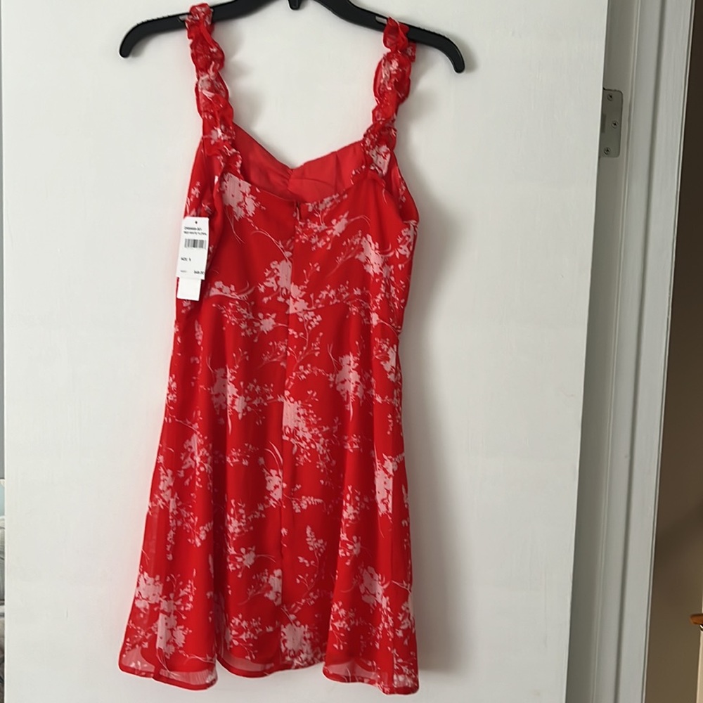 All In Favor Red With White Flowers Sleeveless Dress